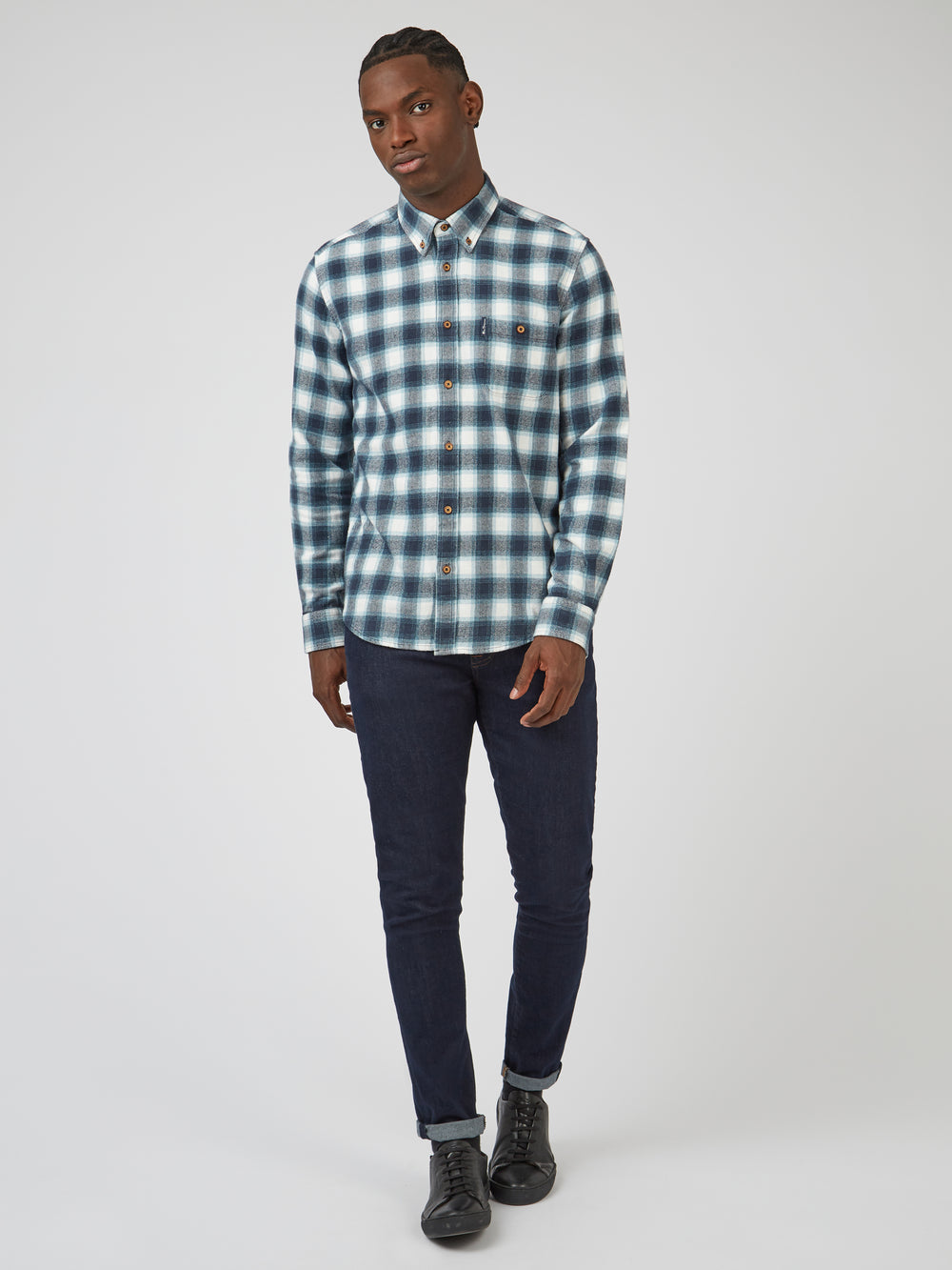 Chemises Ben Sherman Brushed Ombre Check Flannel Vert | FJI-05644392